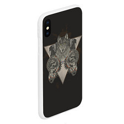 Чехол iPhone XS Max матовый Волк, черепа и индейцы, цвет: 3D-белый — фото 2