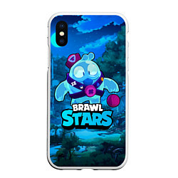 Чехол iPhone XS Max матовый Сквик Squeak Brawl Stars, цвет: 3D-белый