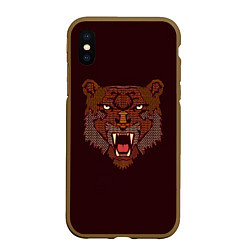 Чехол iPhone XS Max матовый Морда медведя, цвет: 3D-коричневый
