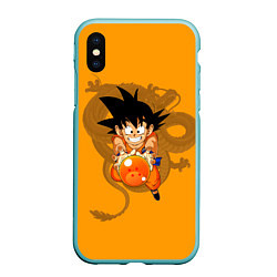 Чехол iPhone XS Max матовый Kid Goku, цвет: 3D-мятный