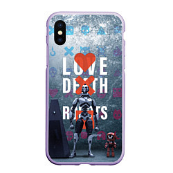 Чехол iPhone XS Max матовый Любовь смерть и роботы, цвет: 3D-светло-сиреневый