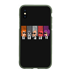 Чехол iPhone XS Max матовый Agents Futurama, цвет: 3D-темно-зеленый