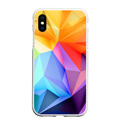 Чехол iPhone XS Max матовый Радужная геометрия, цвет: 3D-белый