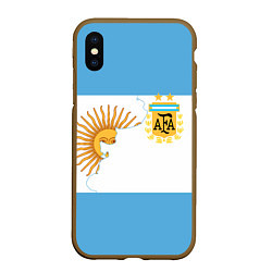 Чехол iPhone XS Max матовый Сборная Аргентины, цвет: 3D-коричневый