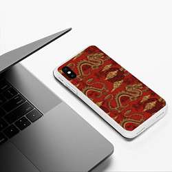 Чехол iPhone XS Max матовый Дракон, цвет: 3D-белый — фото 2