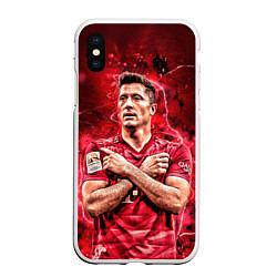 Чехол iPhone XS Max матовый Левандовски Lewandowski 9, цвет: 3D-белый