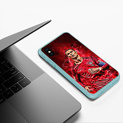 Чехол iPhone XS Max матовый Cristiano Ronaldo Portugal, цвет: 3D-мятный — фото 2