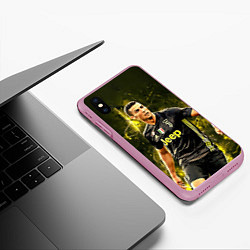 Чехол iPhone XS Max матовый Cristiano Ronaldo Juventus, цвет: 3D-розовый — фото 2