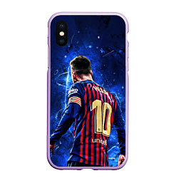 Чехол iPhone XS Max матовый Leo Messi Лео Месси 10, цвет: 3D-сиреневый