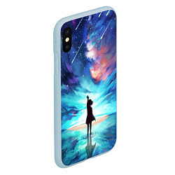 Чехол iPhone XS Max матовый Дотянуться до космоса, цвет: 3D-голубой — фото 2