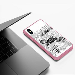 Чехол iPhone XS Max матовый Arctic Monkeys, цвет: 3D-малиновый — фото 2