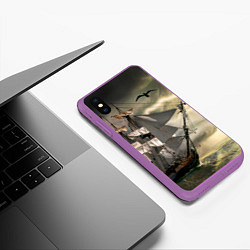 Чехол iPhone XS Max матовый Парусник, цвет: 3D-фиолетовый — фото 2