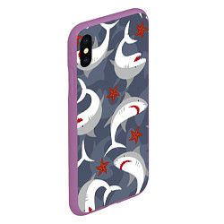 Чехол iPhone XS Max матовый Акулы, цвет: 3D-фиолетовый — фото 2