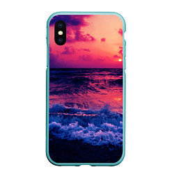 Чехол iPhone XS Max матовый Закат на берегу, цвет: 3D-мятный