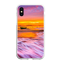 Чехол iPhone XS Max матовый Закат на пляже, цвет: 3D-белый