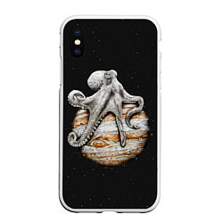 Чехол iPhone XS Max матовый Planetary Octopus, цвет: 3D-белый