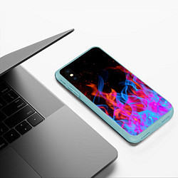 Чехол iPhone XS Max матовый ТРИ ОГНЯ FIRE СИНИЙ ОГОНЬ, цвет: 3D-мятный — фото 2