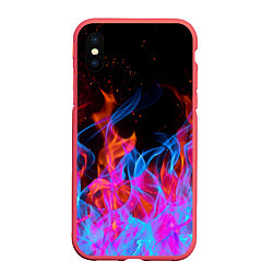 Чехол iPhone XS Max матовый ТРИ ОГНЯ FIRE СИНИЙ ОГОНЬ, цвет: 3D-красный