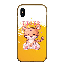 Чехол iPhone XS Max матовый Tiger, цвет: 3D-коричневый