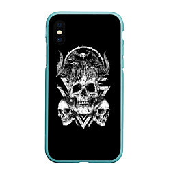 Чехол iPhone XS Max матовый Черепа и Вороны Skulls Raven, цвет: 3D-мятный
