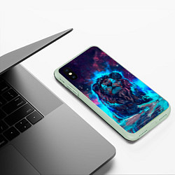 Чехол iPhone XS Max матовый СИЯЮЩИЙ ЛЕВ, цвет: 3D-салатовый — фото 2