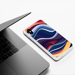 Чехол iPhone XS Max матовый Colored lines, цвет: 3D-белый — фото 2