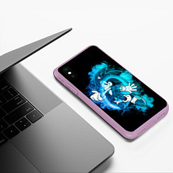 Чехол iPhone XS Max матовый Соник сквозь кольцо, цвет: 3D-сиреневый — фото 2