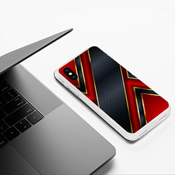 Чехол iPhone XS Max матовый Black & Red 3D, цвет: 3D-белый — фото 2