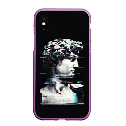 Чехол iPhone XS Max матовый David Glitch, цвет: 3D-фиолетовый