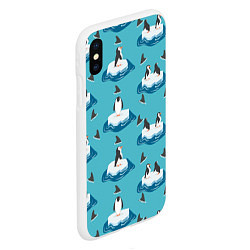 Чехол iPhone XS Max матовый Пингвины, цвет: 3D-белый — фото 2