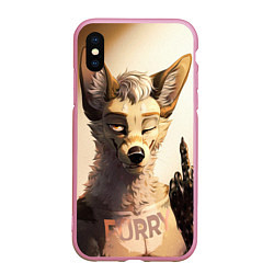 Чехол iPhone XS Max матовый Furry jackal, цвет: 3D-розовый