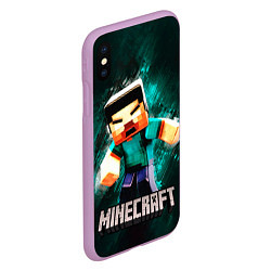 Чехол iPhone XS Max матовый MINECRAFT, цвет: 3D-сиреневый — фото 2