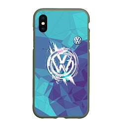 Чехол iPhone XS Max матовый VOLKSWAGEN, цвет: 3D-темно-зеленый