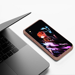 Чехол iPhone XS Max матовый ТАРТАЛЬЯ - GENSHIN IMPACT NEON, цвет: 3D-коричневый — фото 2