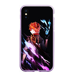 Чехол iPhone XS Max матовый ТАРТАЛЬЯ - GENSHIN IMPACT NEON, цвет: 3D-сиреневый