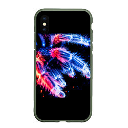 Чехол iPhone XS Max матовый НЕОНОВЫЙ ПАУК, цвет: 3D-темно-зеленый