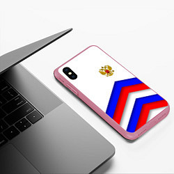 Чехол iPhone XS Max матовый РОССИЯ ФОРМА АБСТРАКТНЫЙ, цвет: 3D-малиновый — фото 2