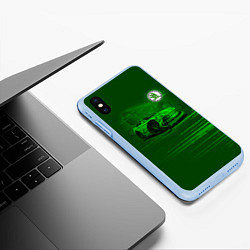 Чехол iPhone XS Max матовый Skoda, цвет: 3D-голубой — фото 2