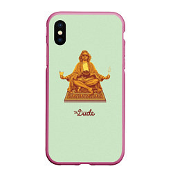 Чехол iPhone XS Max матовый The Dude meditation, цвет: 3D-малиновый