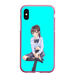 Чехол iPhone XS Max матовый Anime girl, цвет: 3D-малиновый