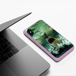 Чехол iPhone XS Max матовый Shark Attack Акула атакует, цвет: 3D-сиреневый — фото 2