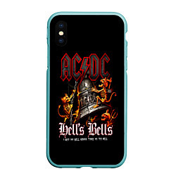 Чехол iPhone XS Max матовый ACDC Hells Bells, цвет: 3D-мятный