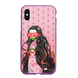 Чехол iPhone XS Max матовый SENPAI NEZUKO НЕЗУКО ПАТТЕРН, цвет: 3D-фиолетовый