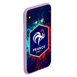 Чехол iPhone XS Max матовый Сборная Франции, цвет: 3D-сиреневый — фото 2