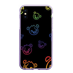 Чехол iPhone XS Max матовый Colorful Bear, цвет: 3D-светло-сиреневый