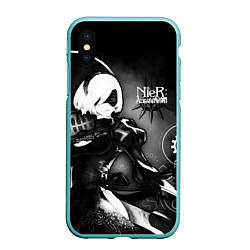 Чехол iPhone XS Max матовый 2B Nier: Automata, цвет: 3D-мятный