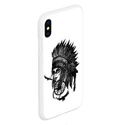 Чехол iPhone XS Max матовый Вождь индейцев, цвет: 3D-белый — фото 2