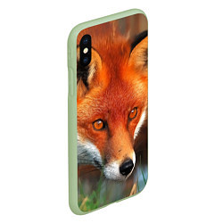 Чехол iPhone XS Max матовый Лисица охотница, цвет: 3D-салатовый — фото 2