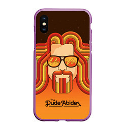 Чехол iPhone XS Max матовый The Dude Abides, цвет: 3D-фиолетовый