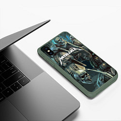 Чехол iPhone XS Max матовый Metallica Metal Skull, цвет: 3D-темно-зеленый — фото 2